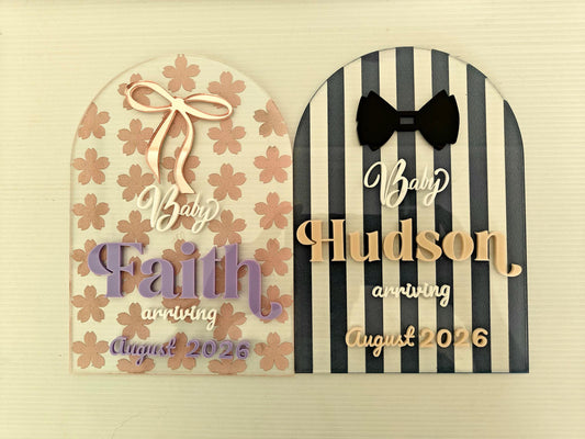 Personalised Birth Announcement Plaque - Engraved Baby Name Sign