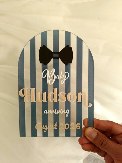 Personalised Birth Announcement Plaque - Engraved Baby Name Sign