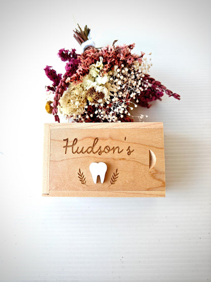 Personalised Tooth Fairy Box - Wooden Keepsake for Lost Teeth
