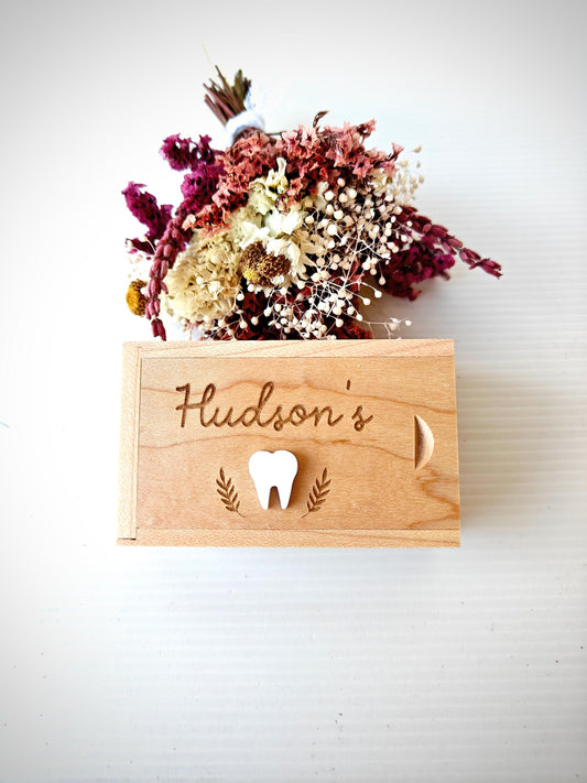 Personalised Tooth Fairy Box - Wooden Keepsake for Lost Teeth