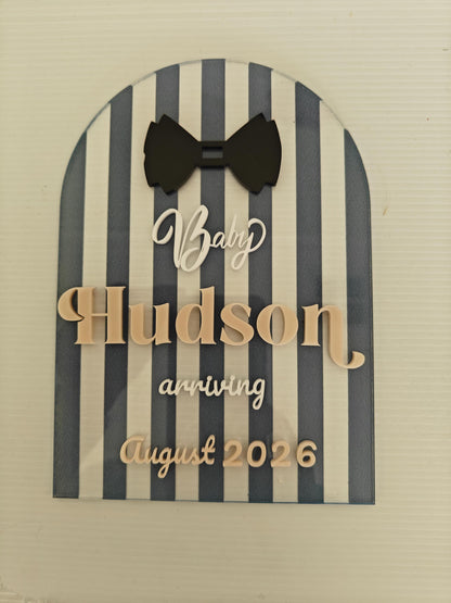 Personalised Birth Announcement Plaque - Engraved Baby Name Sign