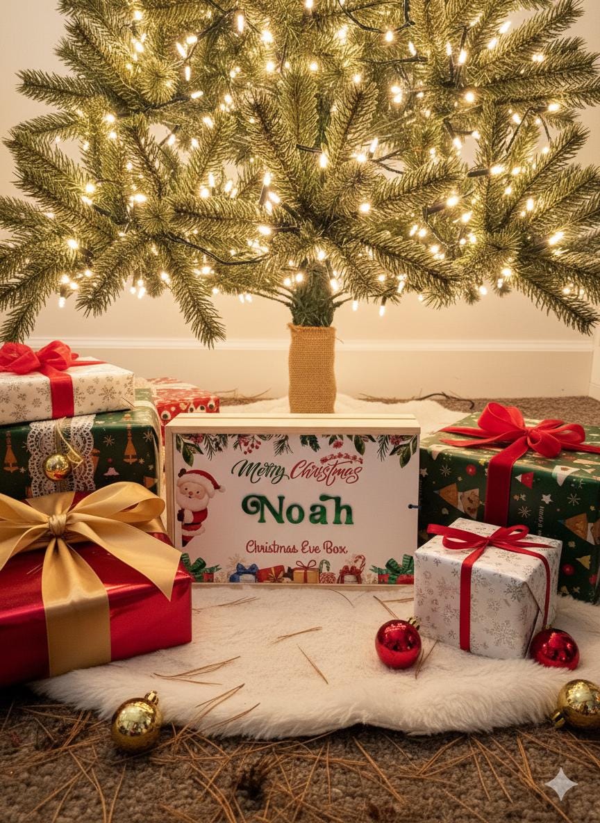Personalised Wooden Christmas Eve & December 1st Box