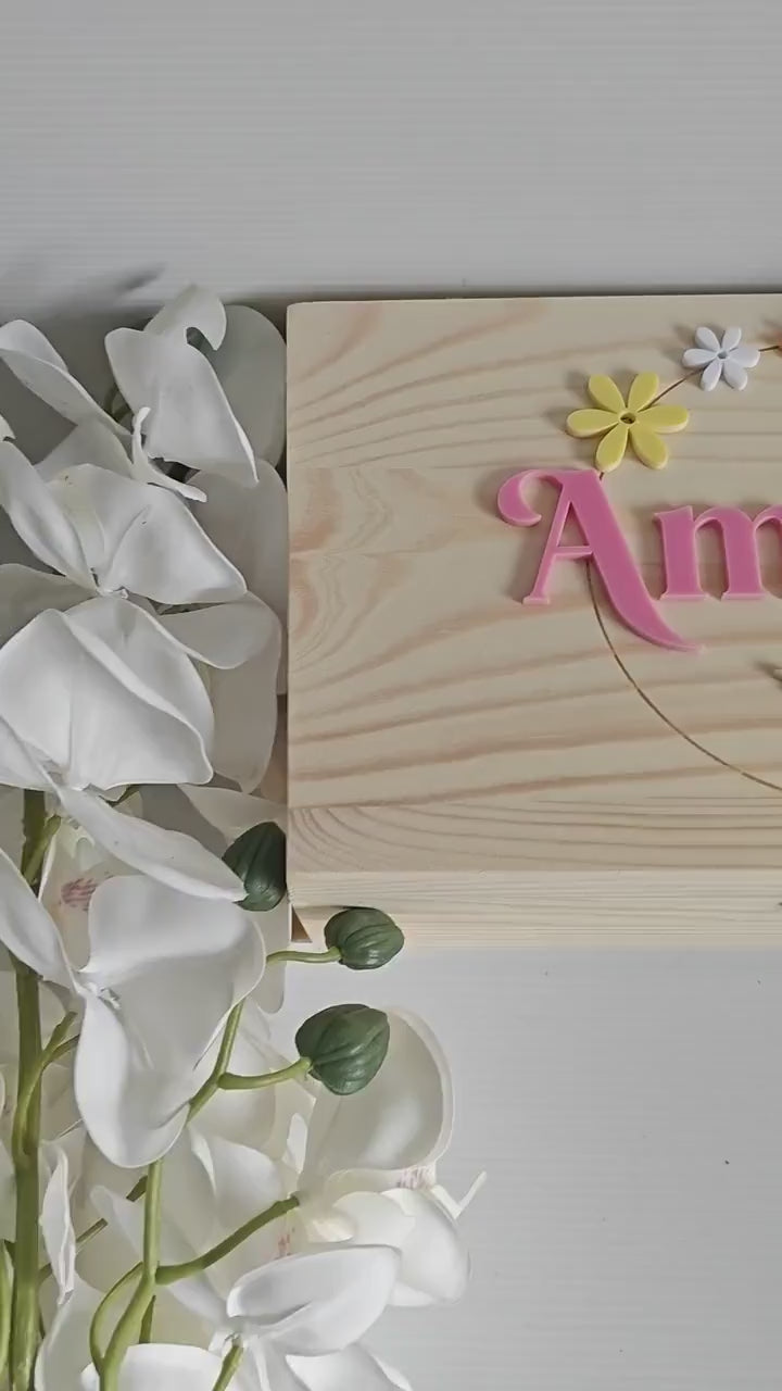 Newborn memory box engraved with a custom message