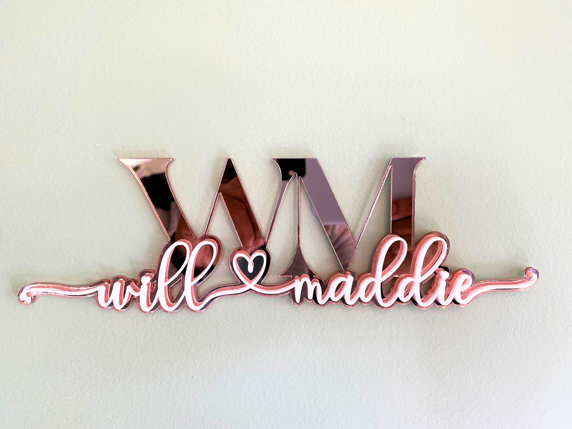 Custom anniversary gift for couples, laser-cut with stand.