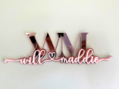 Custom anniversary gift for couples, laser-cut with stand.