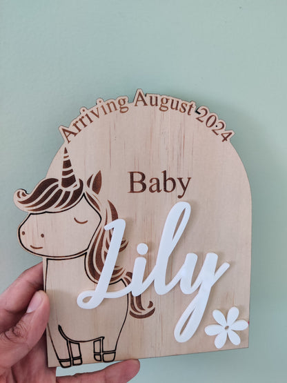 Pregnancy Announcement /reveal plaque -Cute Animal