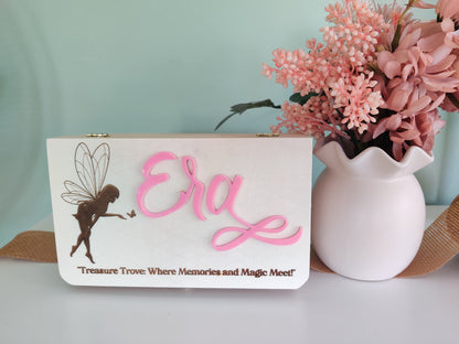 Fairy theme personalized wooden keepsake box