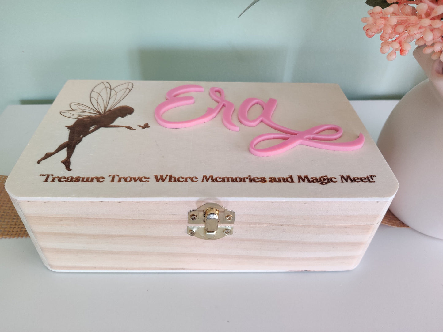 Fairy theme personalized wooden keepsake box