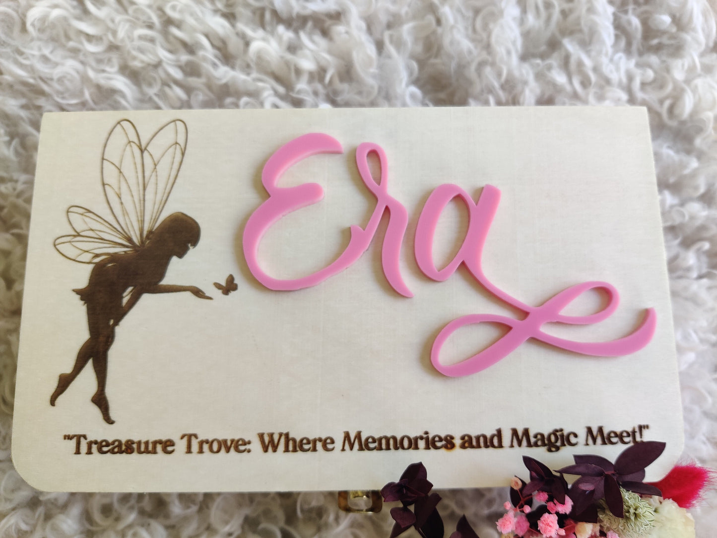 Fairy theme personalized wooden keepsake box